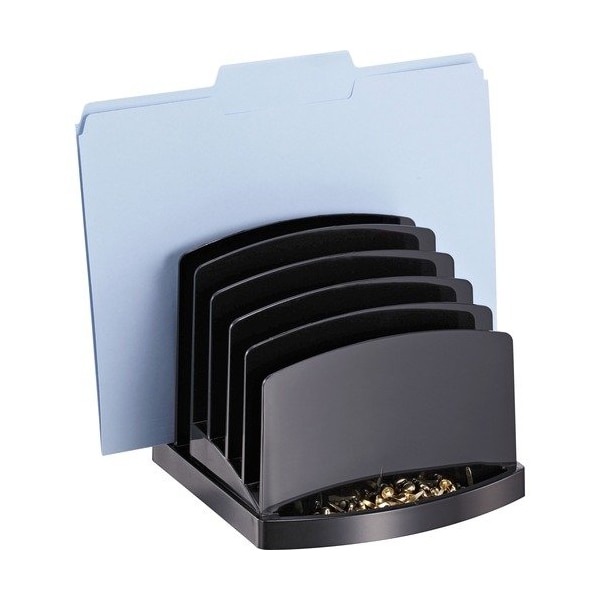 Officemate Internatnl INCLINE SORTER, 6 SECTIONS, LETTER TO LEGAL SIZE FILES, 7.5in X 7.5in X 6.4in, BLACK OIC22222 - main